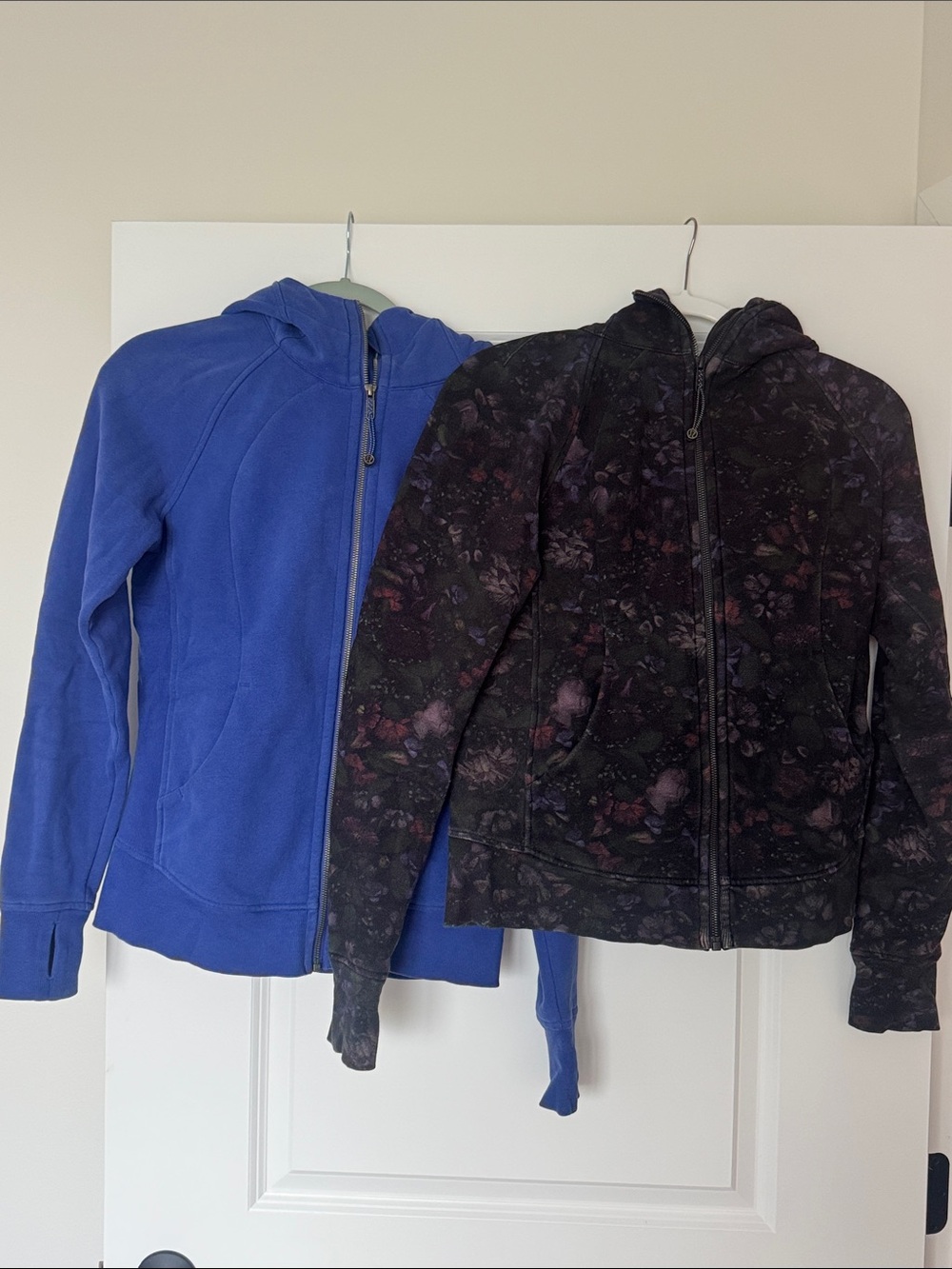 lululemon athletica Blue Hooded Scuba Full-Zip & Black Floral Scuba Zip Hoodie